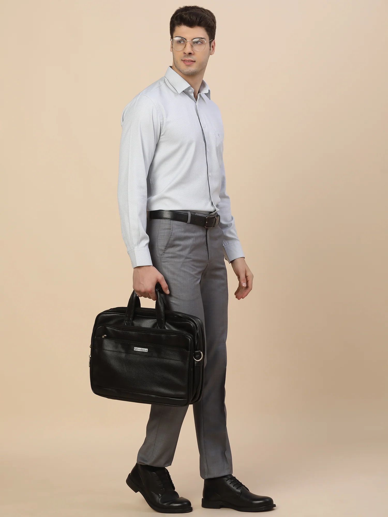 Formal Shirt for Men | Breathable & Soft with Color Fastness Regular Fit Spread Collar Neck Poly Cotton Fabric Self Design Pattern - Image 7