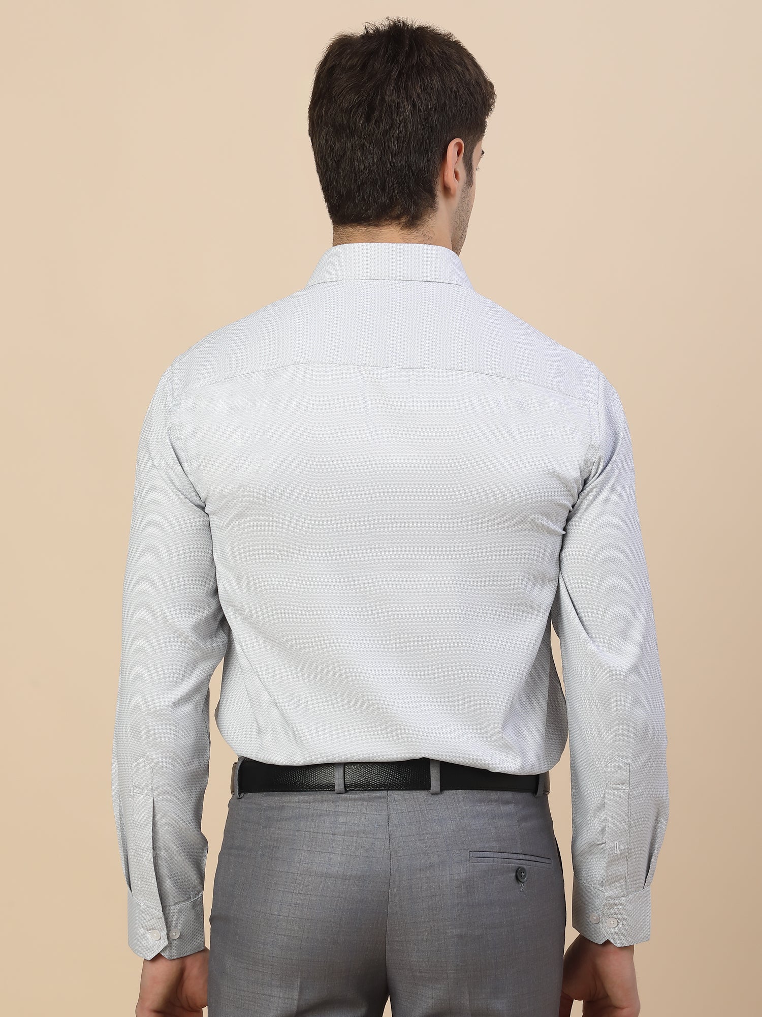 Formal Shirt for Men | Breathable & Soft with Color Fastness Regular Fit Spread Collar Neck Poly Cotton Fabric Self Design Pattern - Image 8