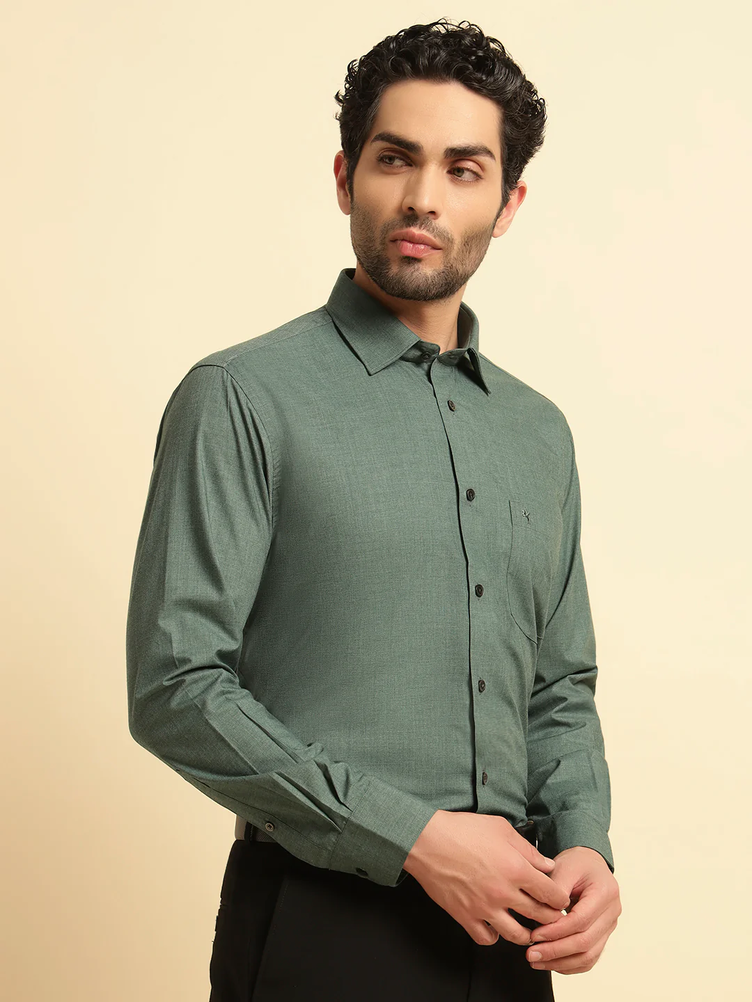 Formal Shirt for Men | Breathable & Soft with Color Fastness Regular Fit Spread Collar Neck Poly Cotton Fabric Solid Pattern - Image 2