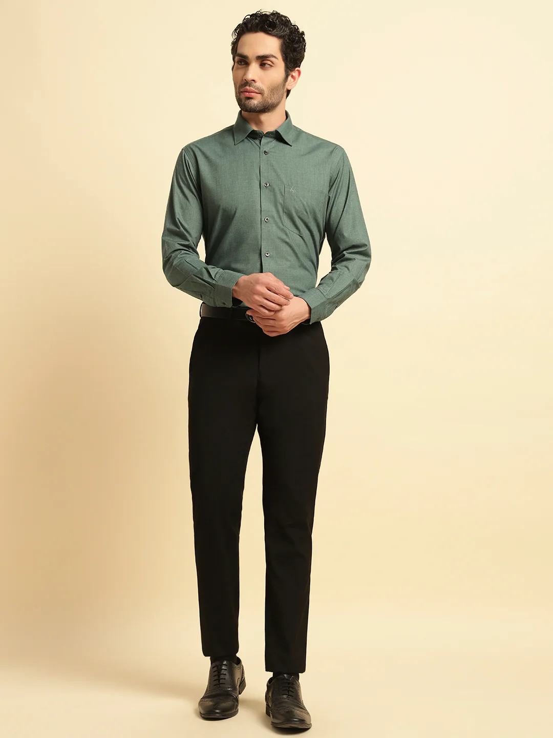 Formal Shirt for Men | Breathable & Soft with Color Fastness Regular Fit Spread Collar Neck Poly Cotton Fabric Solid Pattern - Image 3
