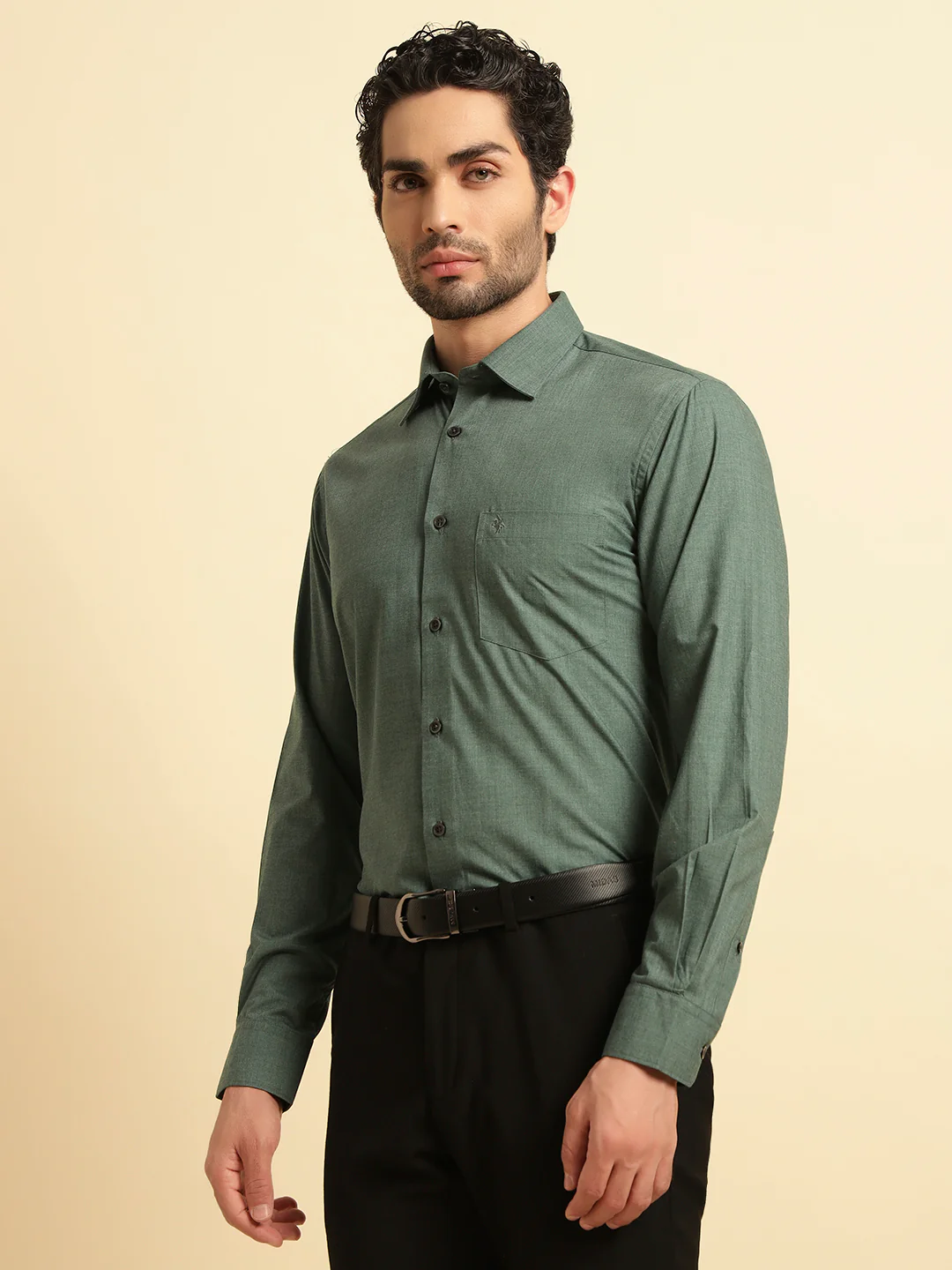 Formal Shirt for Men | Breathable & Soft with Color Fastness Regular Fit Spread Collar Neck Poly Cotton Fabric Solid Pattern - Image 4