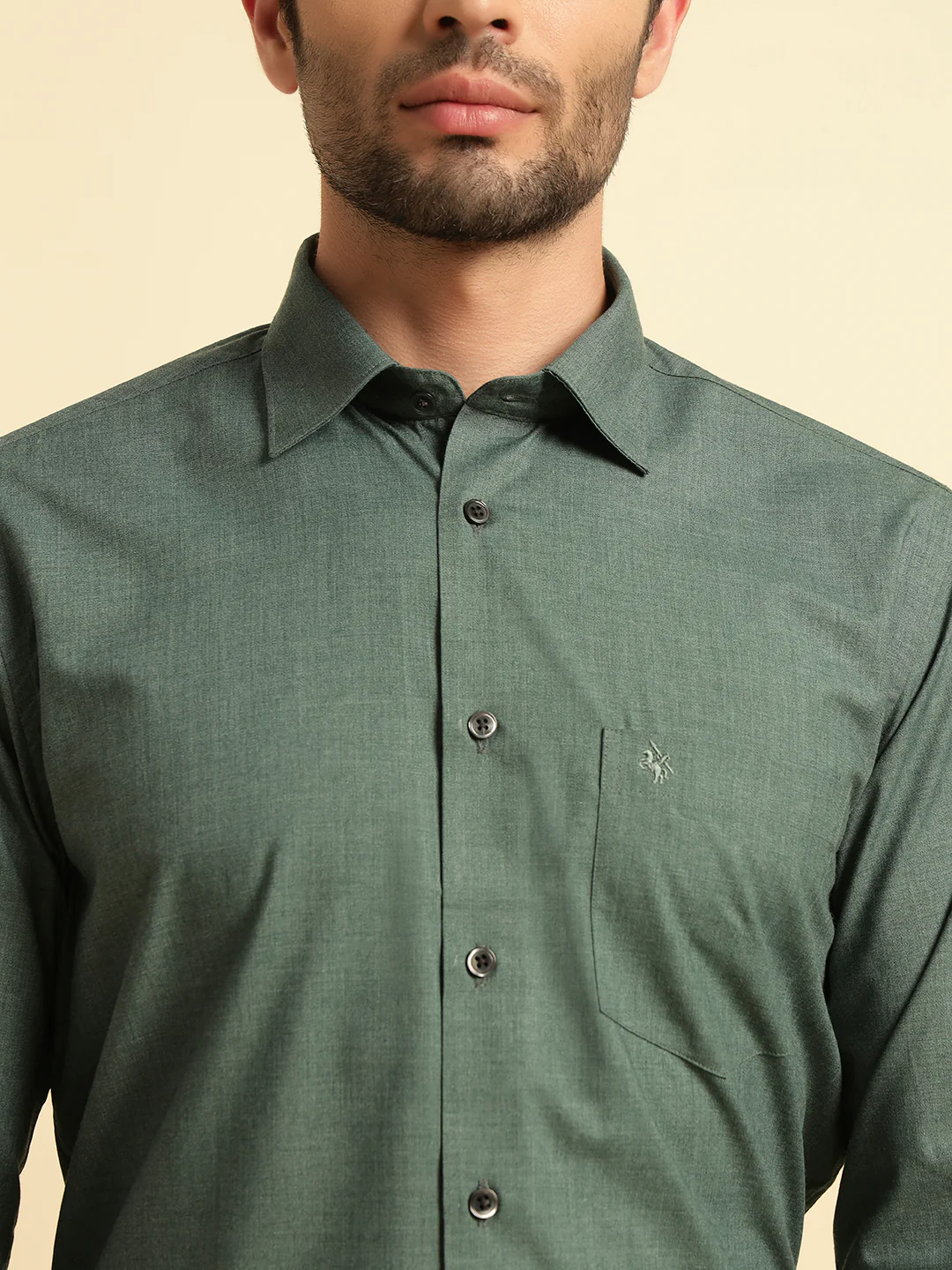 Formal Shirt for Men | Breathable & Soft with Color Fastness Regular Fit Spread Collar Neck Poly Cotton Fabric Solid Pattern - Image 5