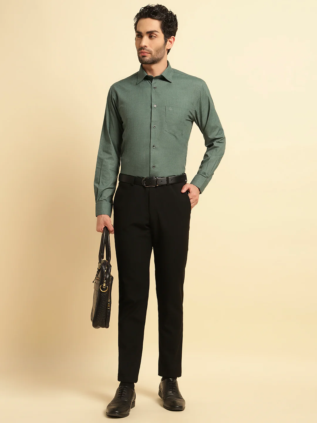 Formal Shirt for Men | Breathable & Soft with Color Fastness Regular Fit Spread Collar Neck Poly Cotton Fabric Solid Pattern - Image 6