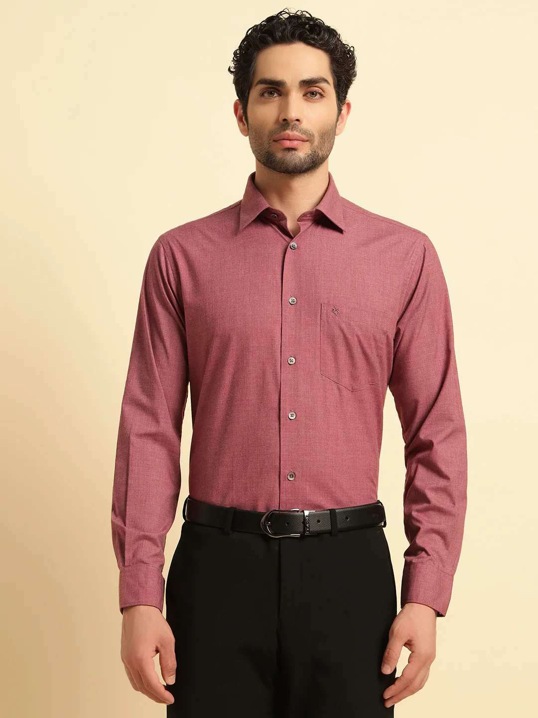 Formal Shirt for Men | Breathable & Soft with Color Fastness Regular Fit Spread Collar Neck Poly Cotton Fabric Solid Pattern - Image 2