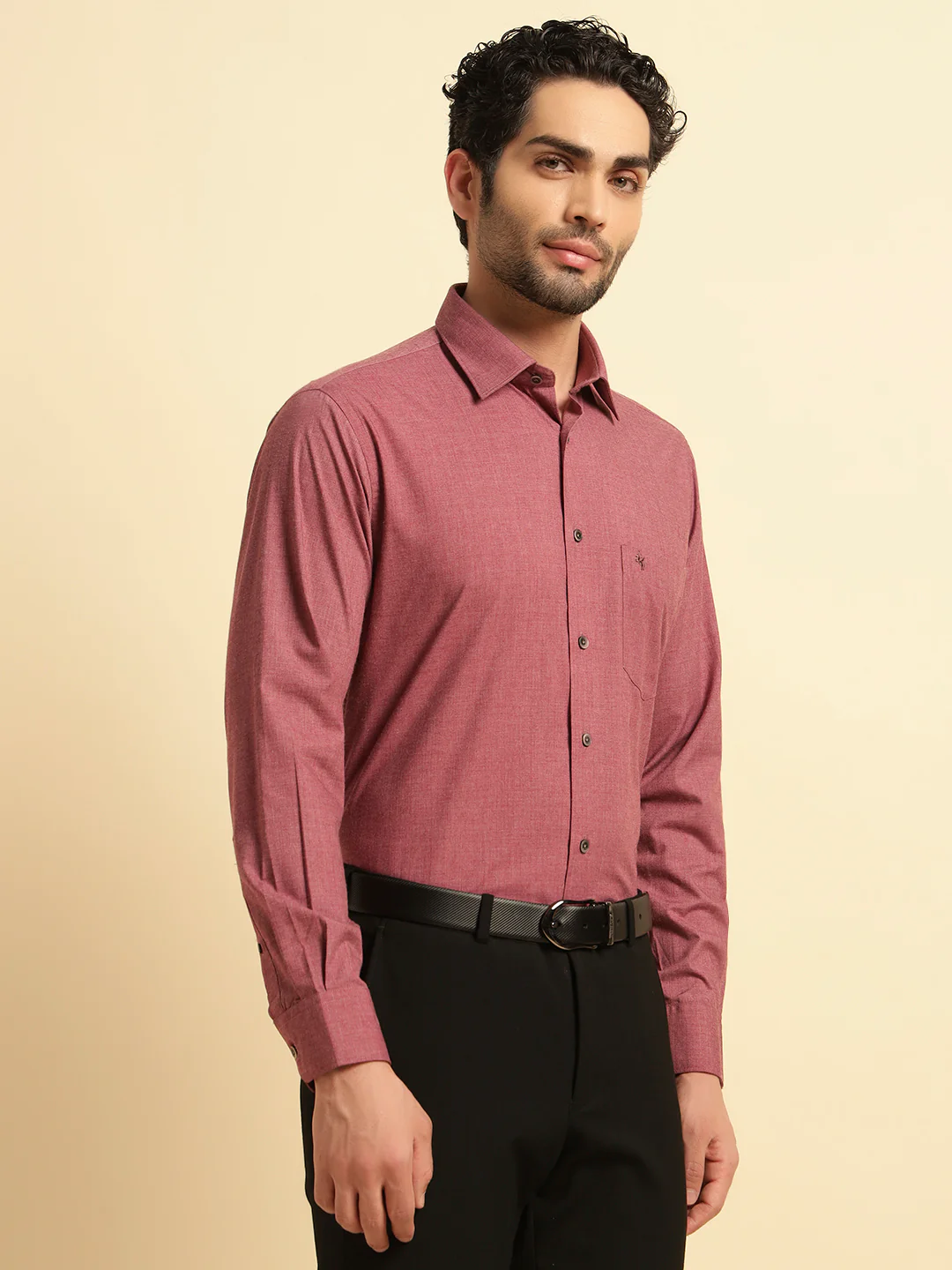 Formal Shirt for Men | Breathable & Soft with Color Fastness Regular Fit Spread Collar Neck Poly Cotton Fabric Solid Pattern - Image 3