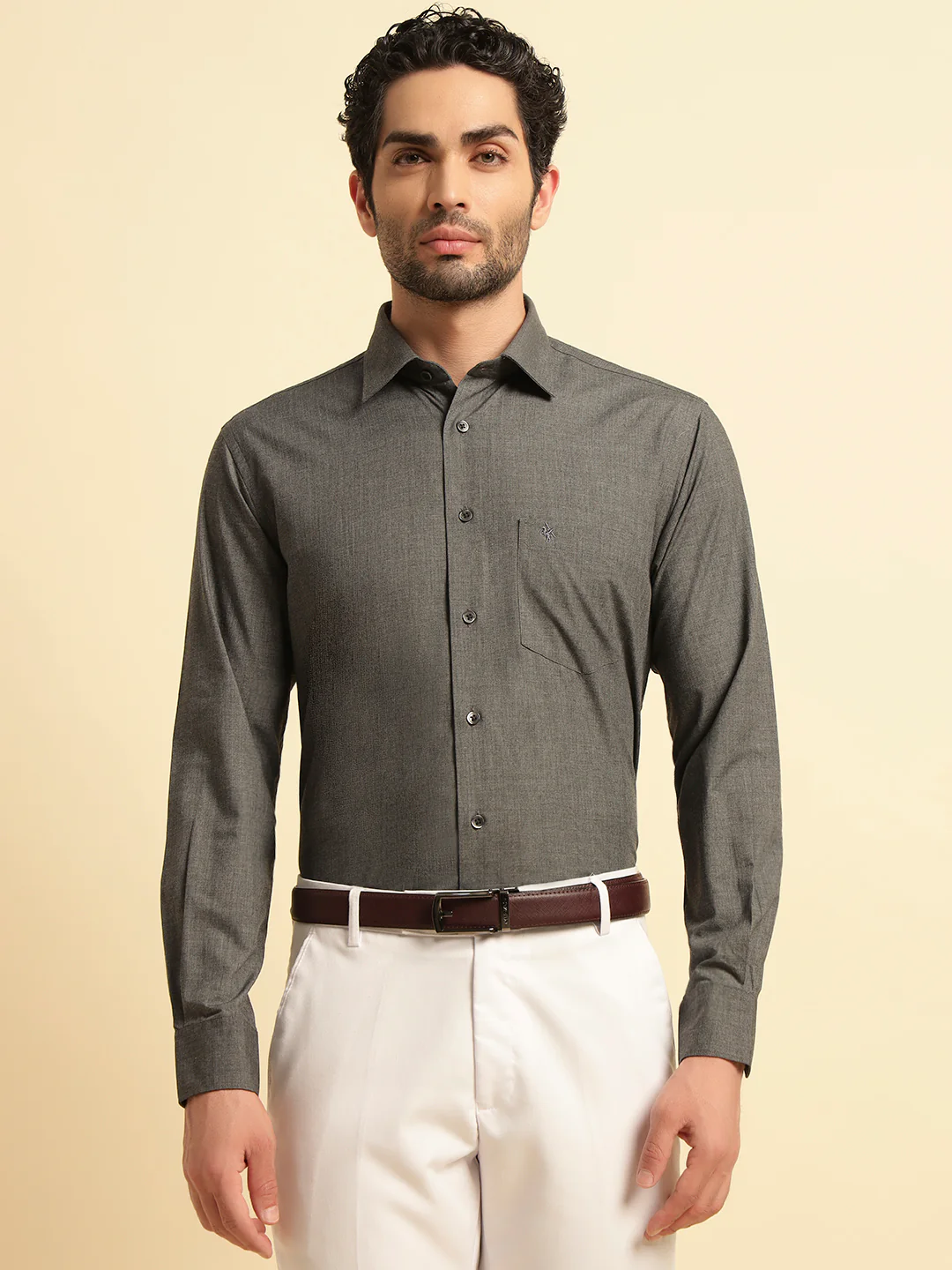 Formal Shirt for Men | Breathable & Soft with Color Fastness Regular Fit Spread Collar Neck Poly Cotton Fabric Solid Pattern - Image 2