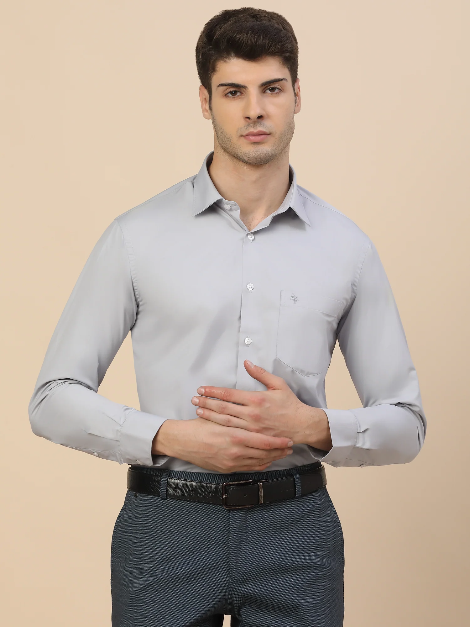Formal Shirt for Men | Breathable & Soft with Color Fastness Regular Fit Spread Collar Neck Poly Cotton Fabric Solid Pattern - Image 2