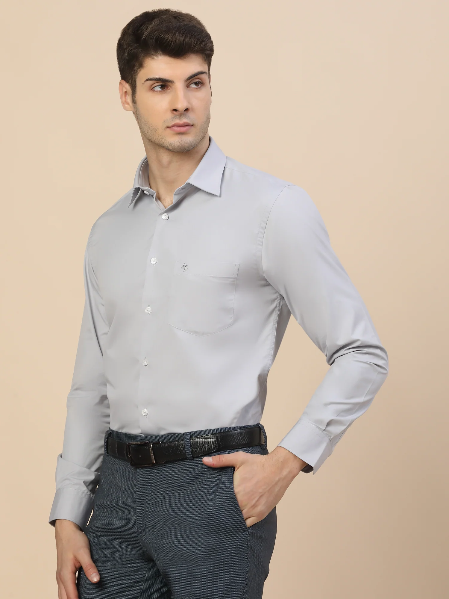 Formal Shirt for Men | Breathable & Soft with Color Fastness Regular Fit Spread Collar Neck Poly Cotton Fabric Solid Pattern - Image 3
