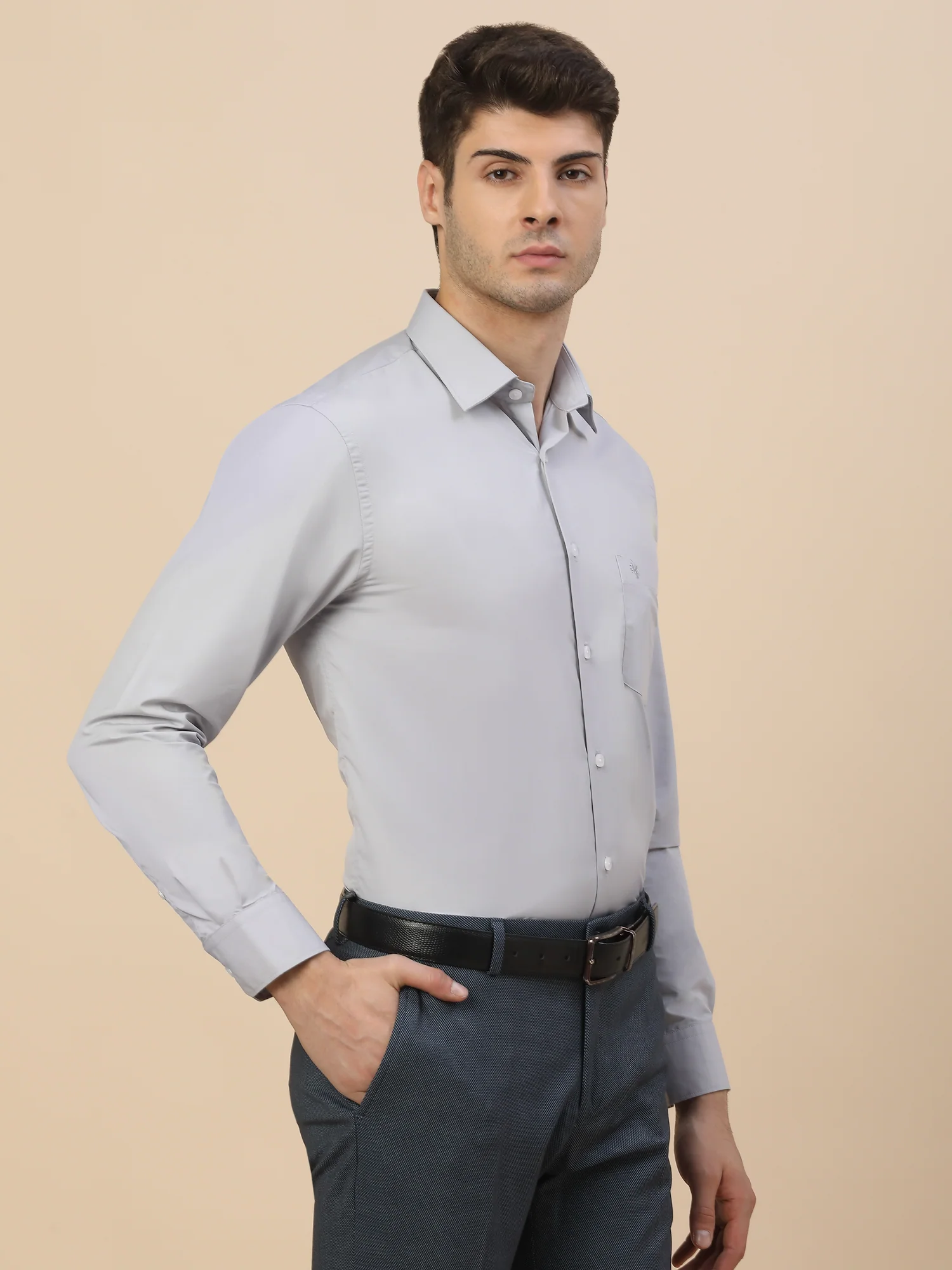 Formal Shirt for Men | Breathable & Soft with Color Fastness Regular Fit Spread Collar Neck Poly Cotton Fabric Solid Pattern - Image 4