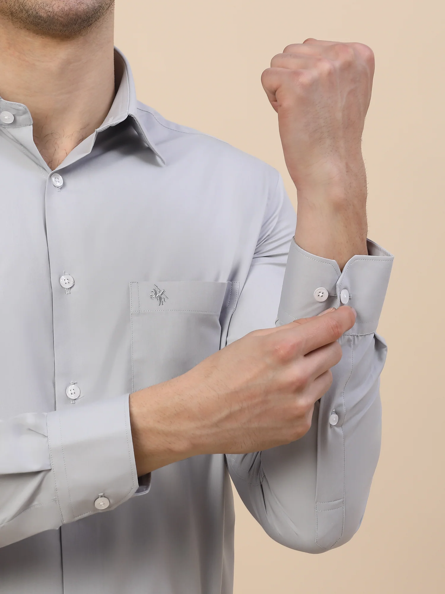 Formal Shirt for Men | Breathable & Soft with Color Fastness Regular Fit Spread Collar Neck Poly Cotton Fabric Solid Pattern - Image 6