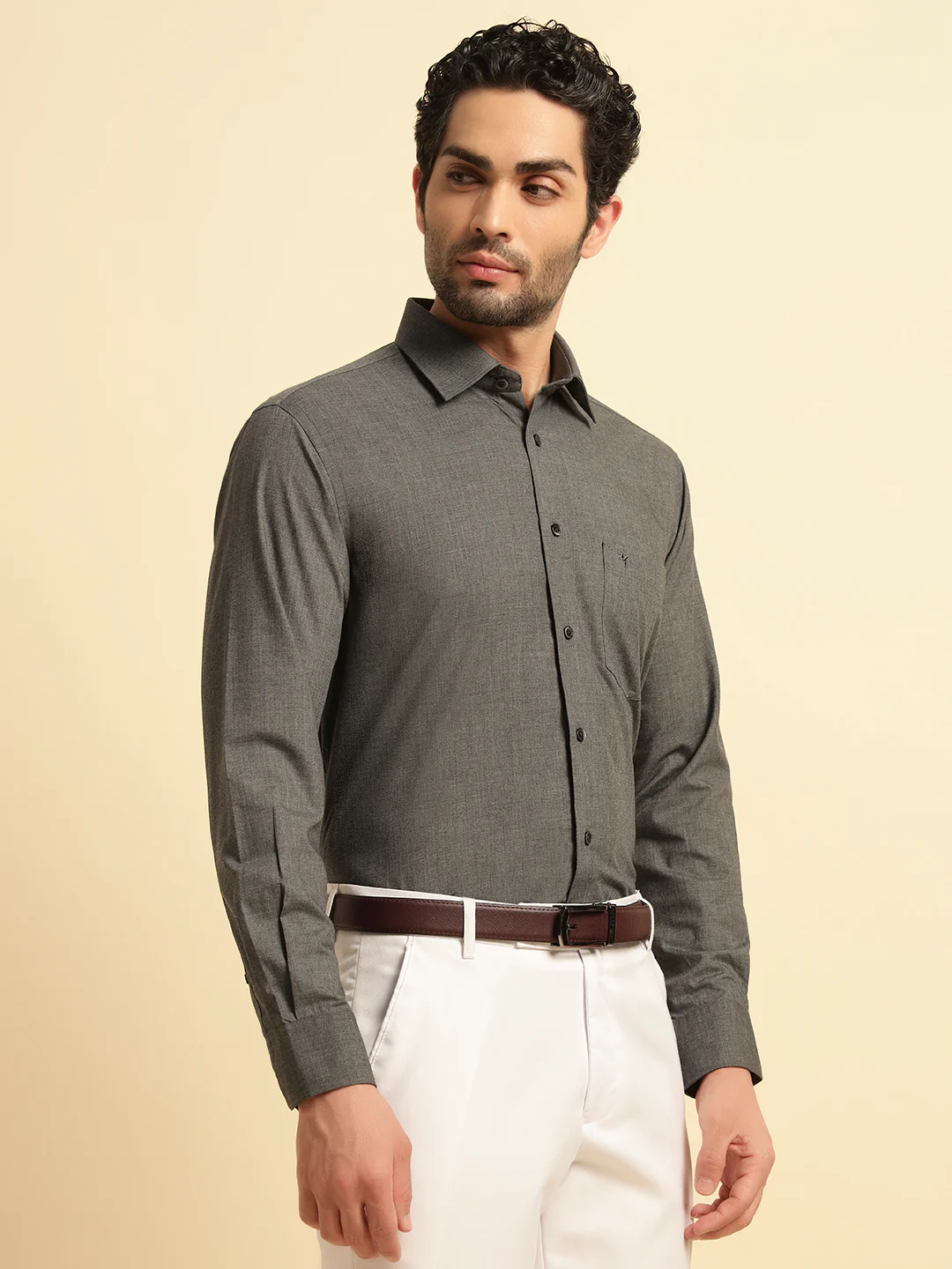 Formal Shirt for Men | Breathable & Soft with Color Fastness Regular Fit Spread Collar Neck Poly Cotton Fabric Solid Pattern - Image 3
