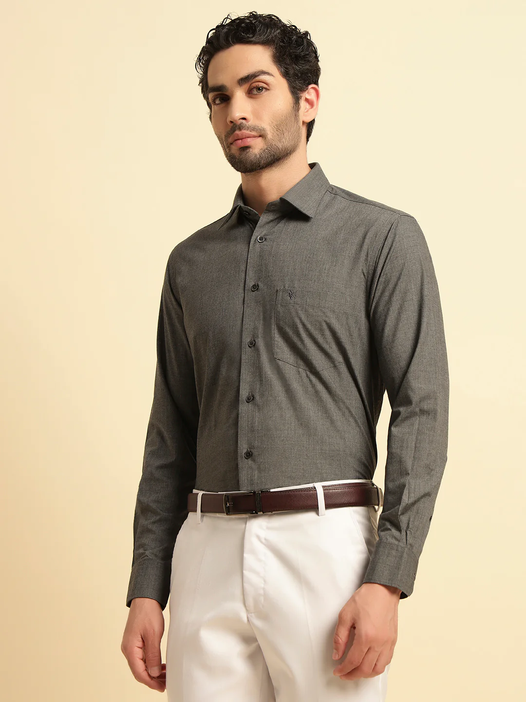 Formal Shirt for Men | Breathable & Soft with Color Fastness Regular Fit Spread Collar Neck Poly Cotton Fabric Solid Pattern - Image 4
