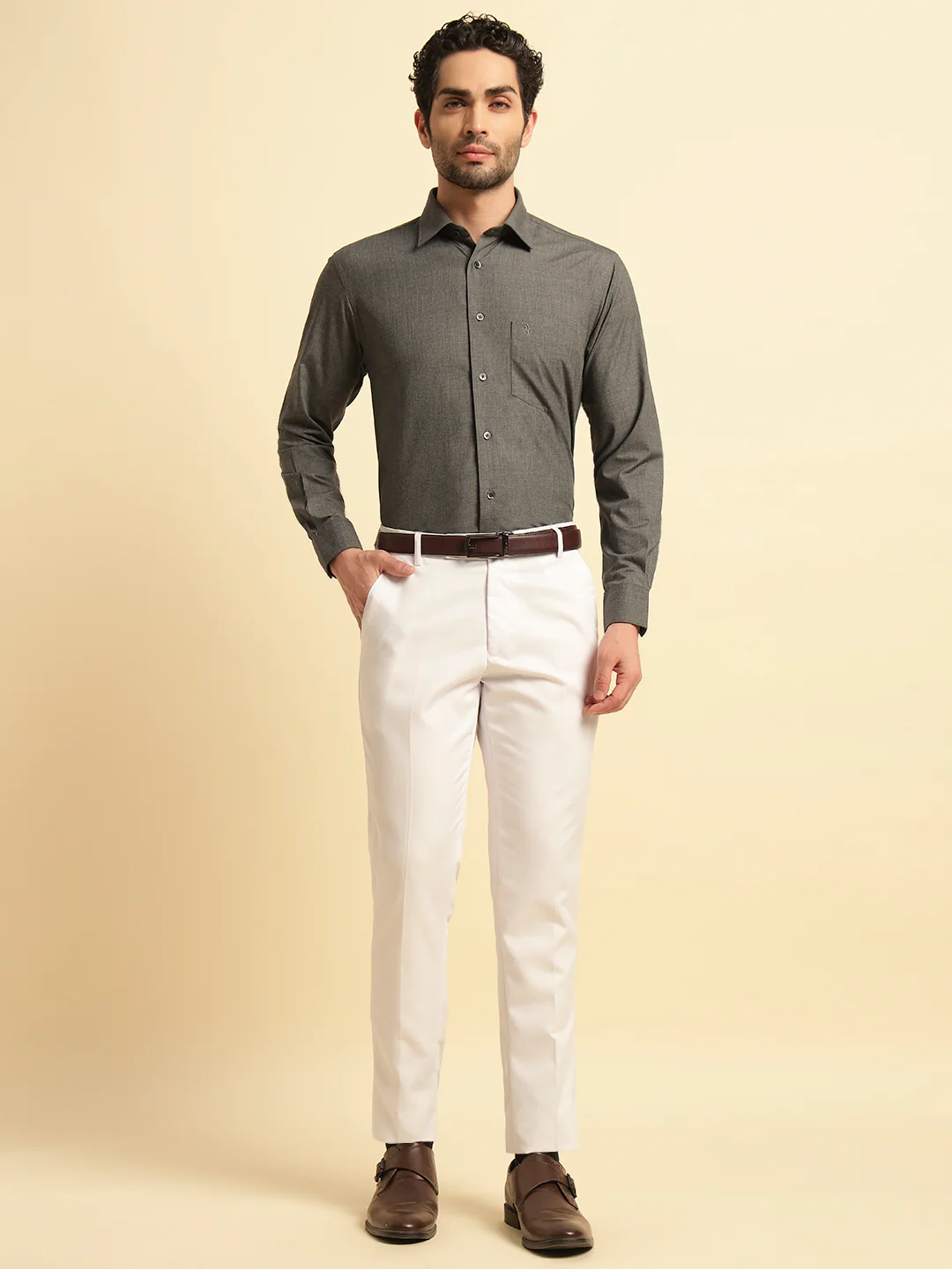 Formal Shirt for Men | Breathable & Soft with Color Fastness Regular Fit Spread Collar Neck Poly Cotton Fabric Solid Pattern - Image 5