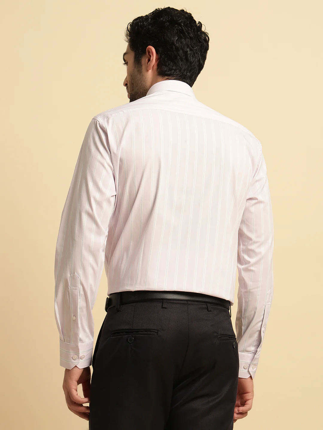 Formal Shirt for Men | Breathable & Soft with Color Fastness Regular Fit Spread Collar Neck Poly Cotton Fabric Striped Pattern - Image 7