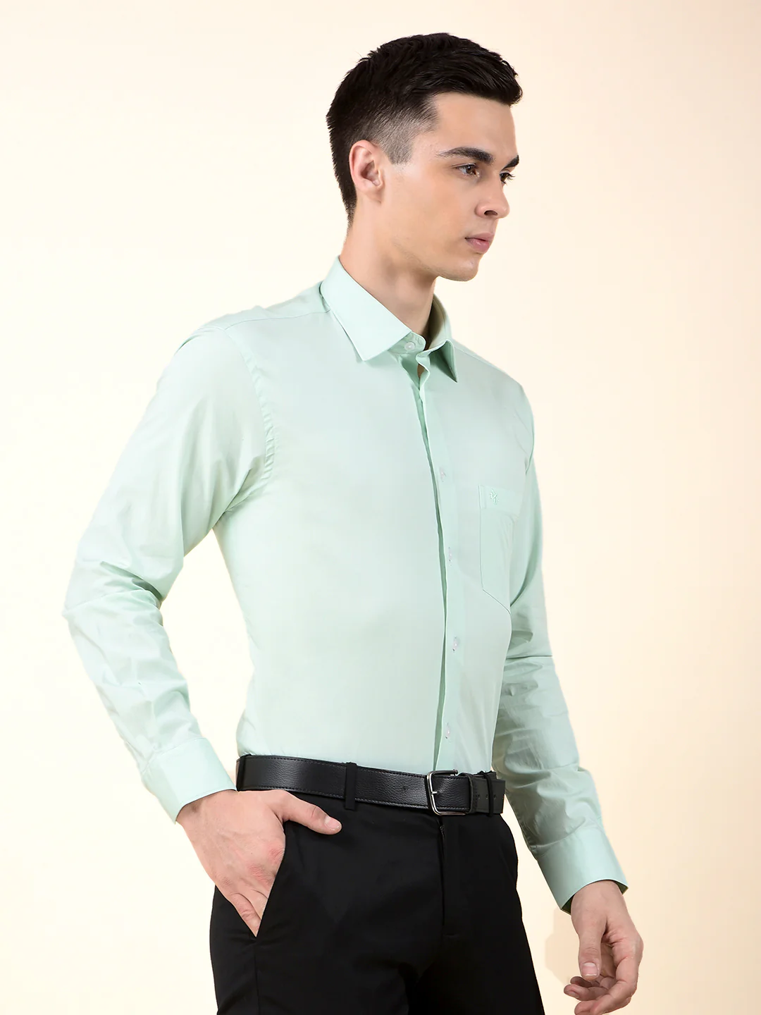Formal Shirt for Men | Breathable & Soft with Color Fastness Slim Cotton Blend Fabric Solid Pattern - Image 6