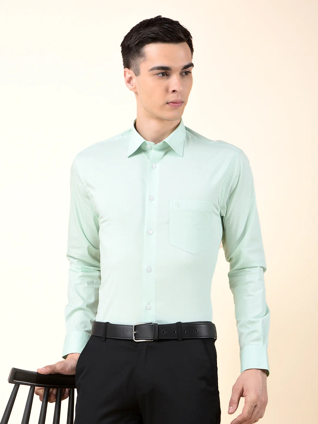 Formal Shirt for Men | Breathable & Soft with Color Fastness Slim Cotton Blend Fabric Solid Pattern - Image 8