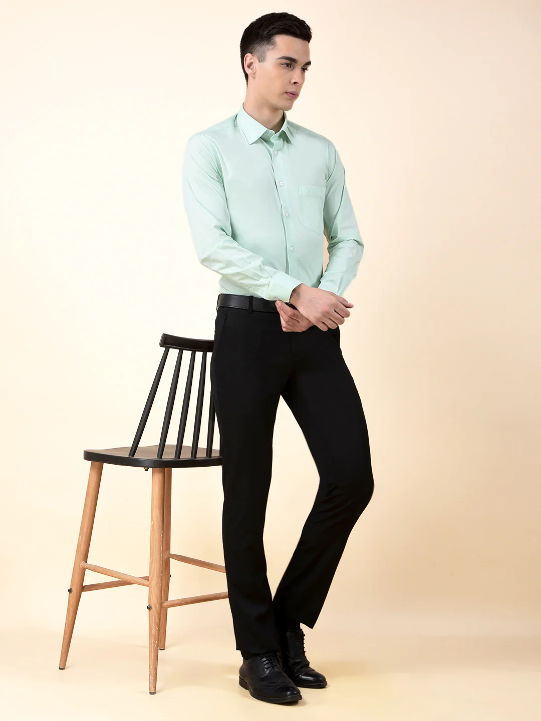 Formal Shirt for Men | Breathable & Soft with Color Fastness Slim Cotton Blend Fabric Solid Pattern - Image 9