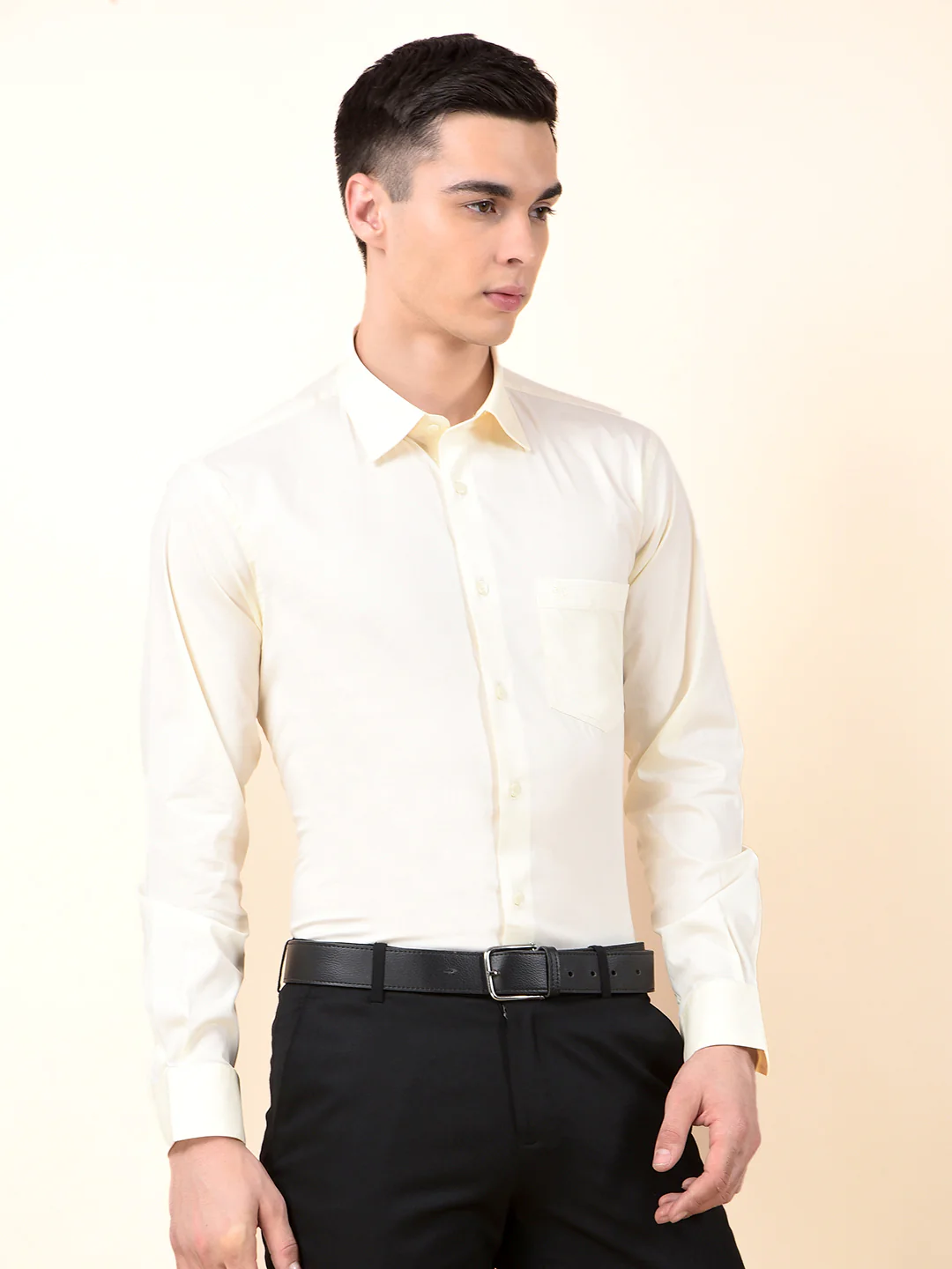 Formal Shirt for Men | Breathable & Soft with Color Fastness Slim Cotton Blend Fabric Solid Pattern - Image 10