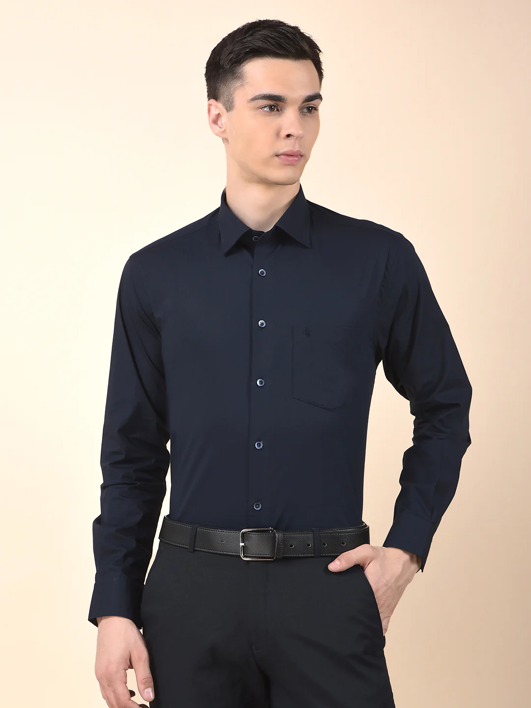 Formal Shirt for Men | Breathable & Soft with Color Fastness Slim Cotton Blend Fabric Solid Pattern - Image 3