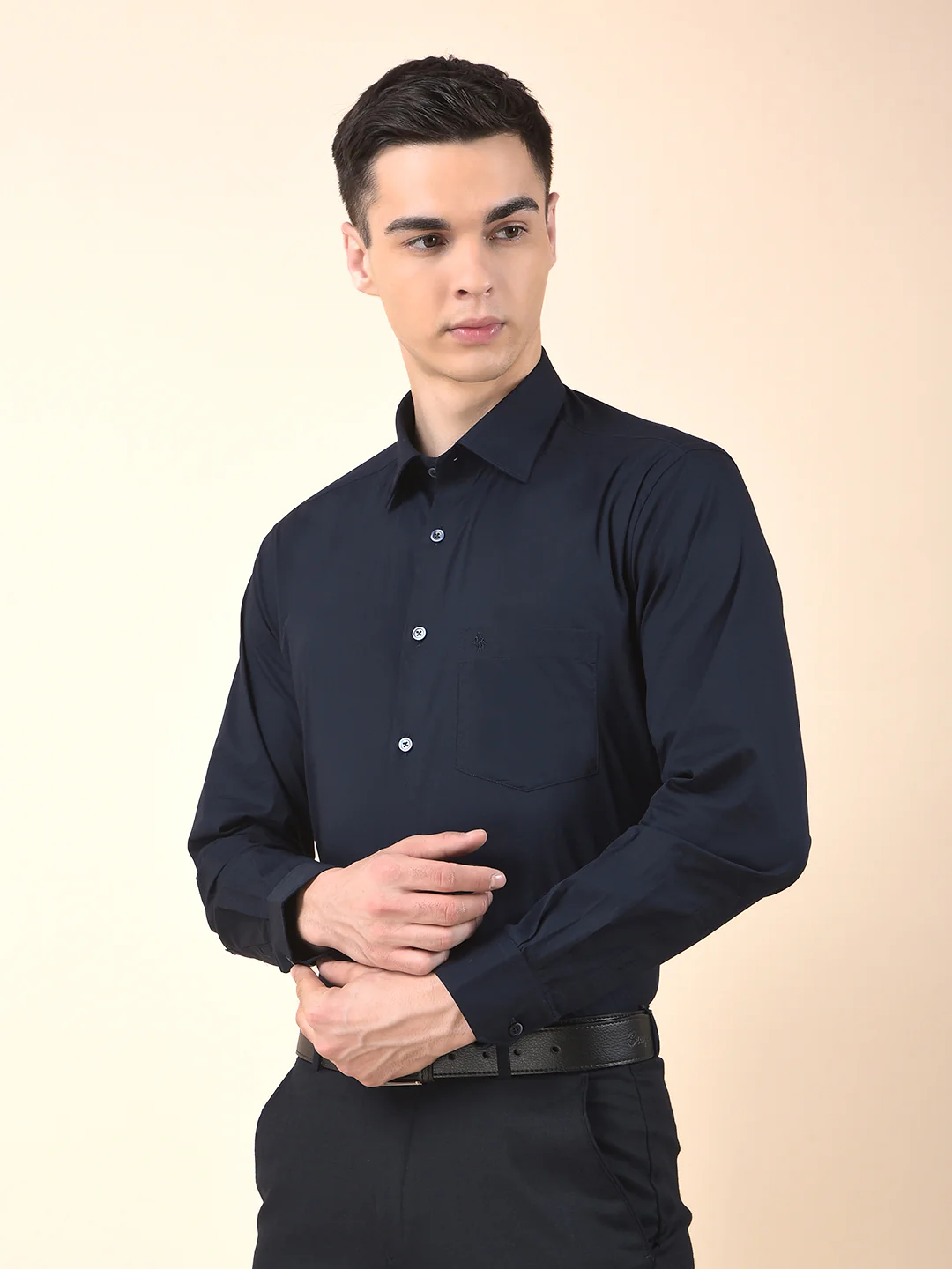 Formal Shirt for Men | Breathable & Soft with Color Fastness Slim Cotton Blend Fabric Solid Pattern - Image 5