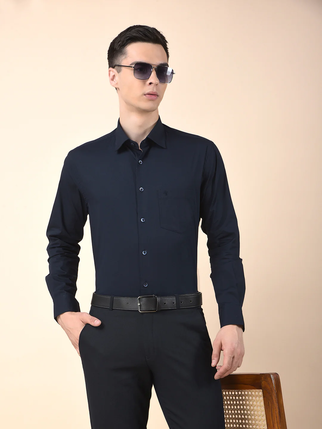 Formal Shirt for Men | Breathable & Soft with Color Fastness Slim Cotton Blend Fabric Solid Pattern - Image 8