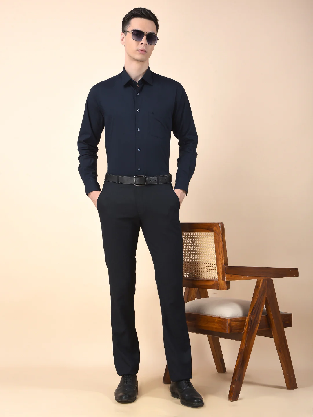 Formal Shirt for Men | Breathable & Soft with Color Fastness Slim Cotton Blend Fabric Solid Pattern - Image 9
