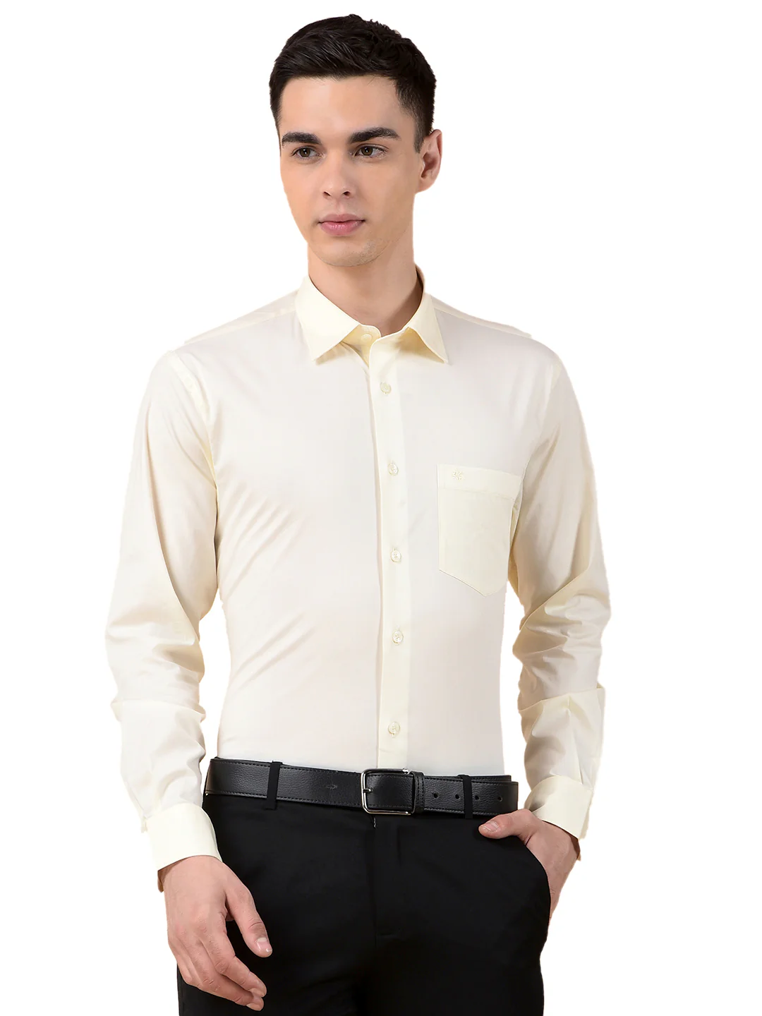 Formal Shirt for Men | Breathable & Soft with Color Fastness Slim Cotton Blend Fabric Solid Pattern - Image 2