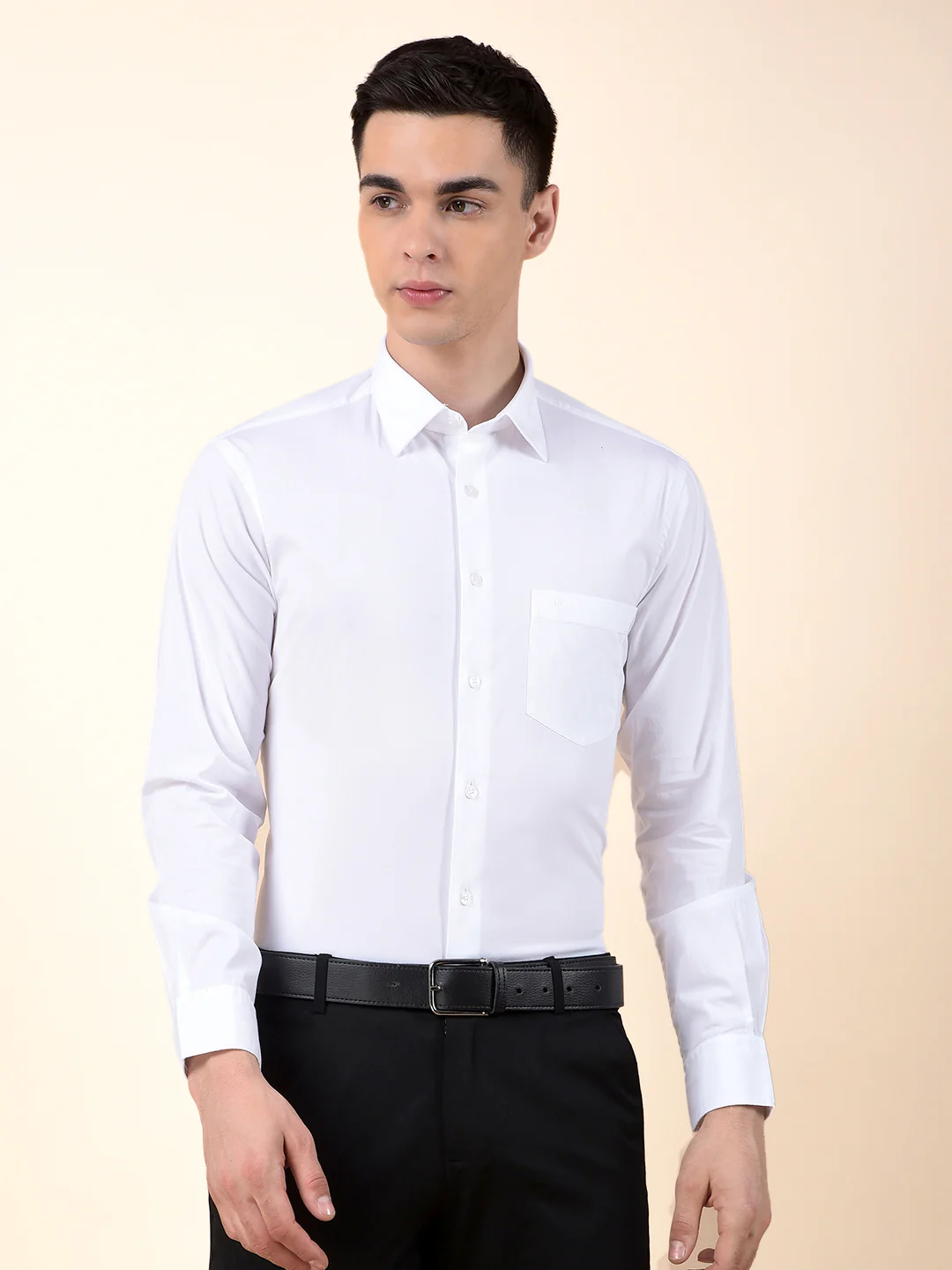 Formal Shirt for Men | Breathable & Soft with Color Fastness Slim Cotton Blend Fabric Solid Pattern - Image 2