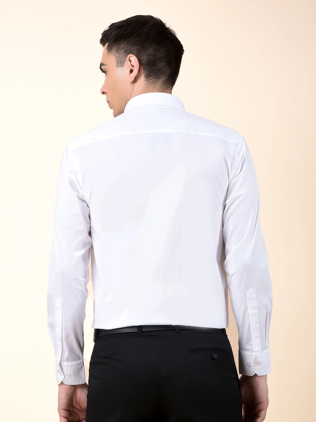 Formal Shirt for Men | Breathable & Soft with Color Fastness Slim Cotton Blend Fabric Solid Pattern - Image 3