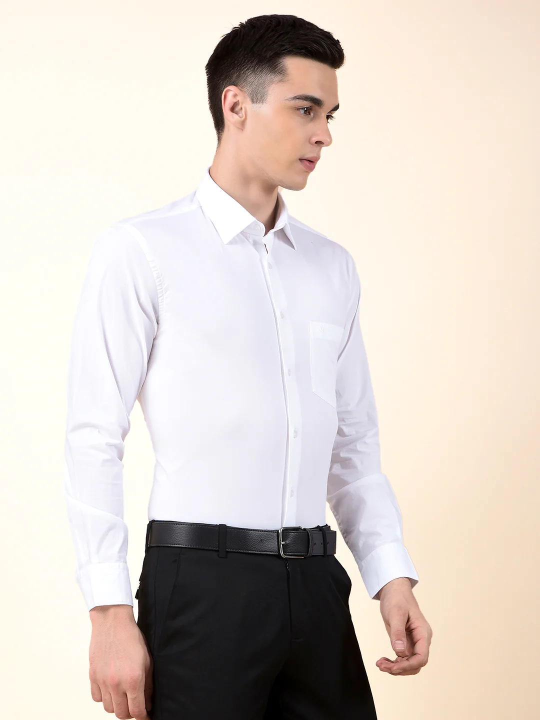 Formal Shirt for Men | Breathable & Soft with Color Fastness Slim Cotton Blend Fabric Solid Pattern - Image 4