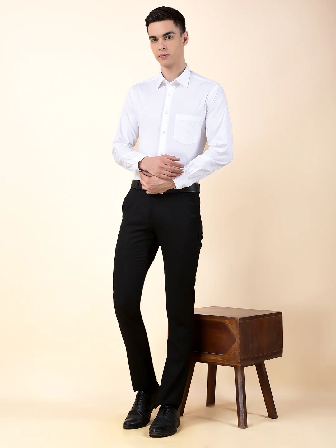 Formal Shirt for Men | Breathable & Soft with Color Fastness Slim Cotton Blend Fabric Solid Pattern - Image 5