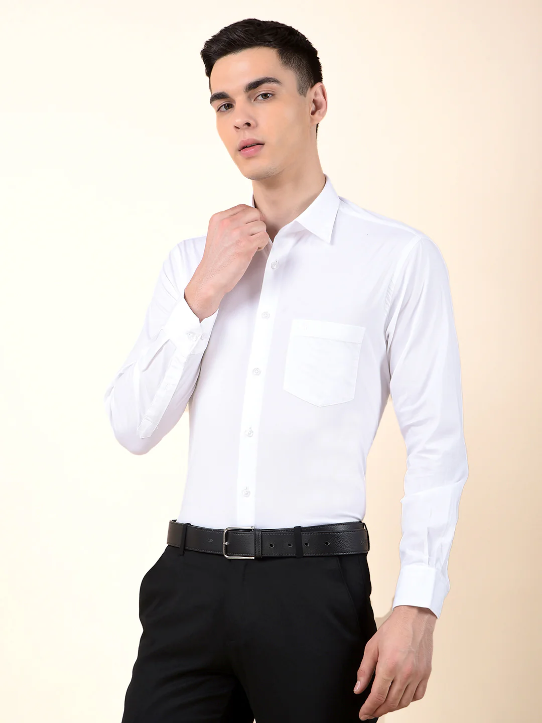 Formal Shirt for Men | Breathable & Soft with Color Fastness Slim Cotton Blend Fabric Solid Pattern - Image 6