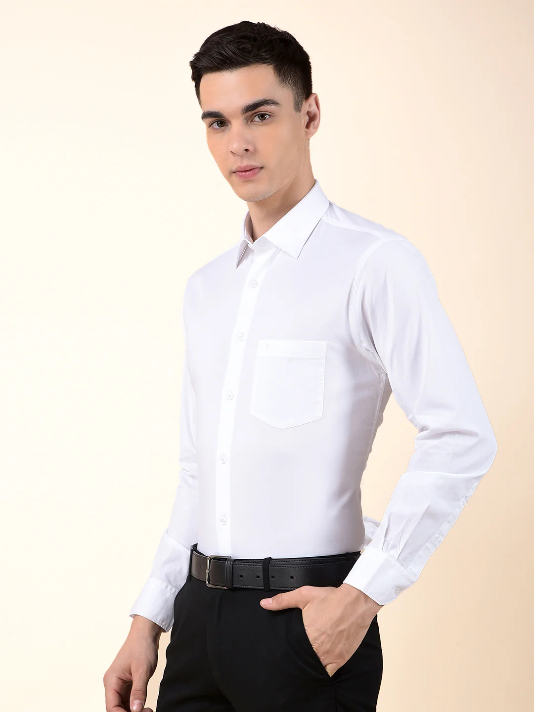 Formal Shirt for Men | Breathable & Soft with Color Fastness Slim Cotton Blend Fabric Solid Pattern - Image 9