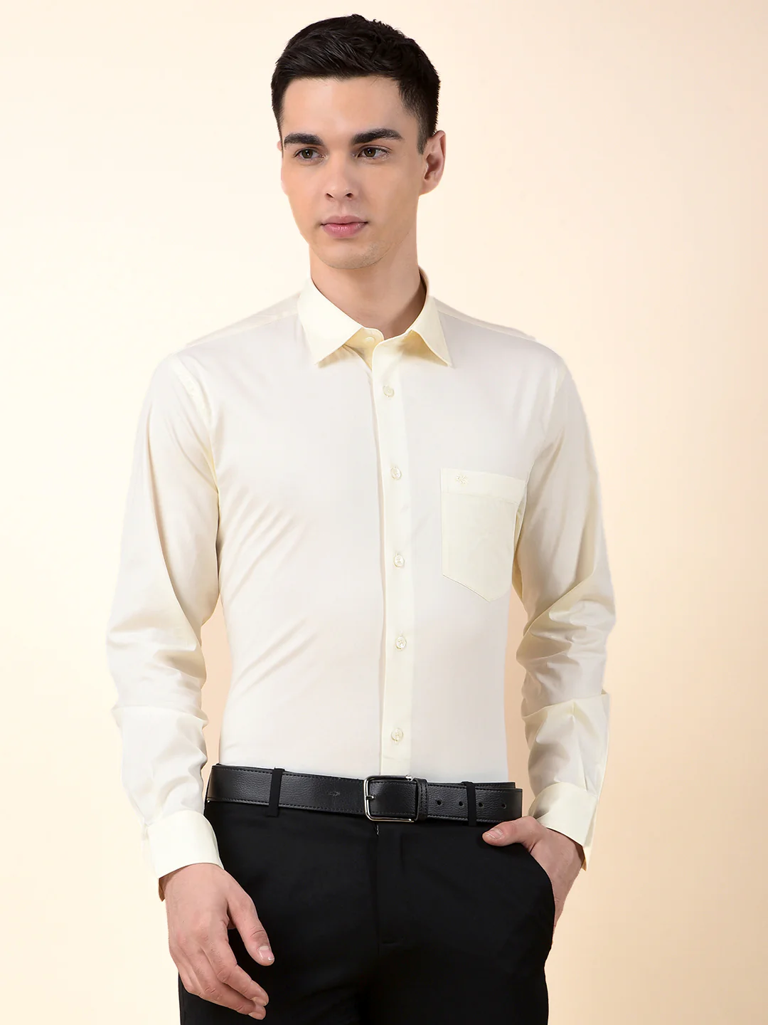 Formal Shirt for Men | Breathable & Soft with Color Fastness Slim Cotton Blend Fabric Solid Pattern - Image 3