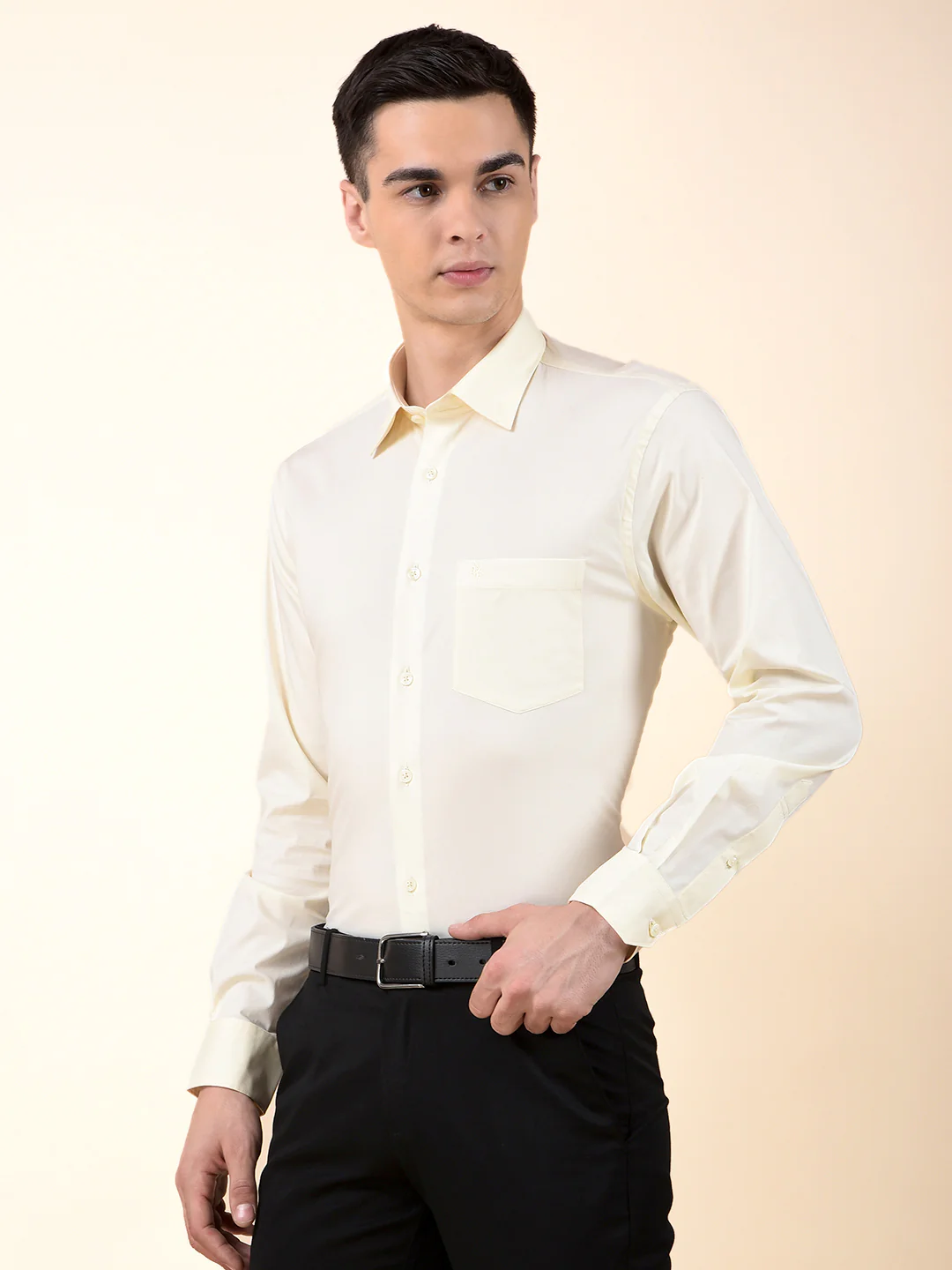 Formal Shirt for Men | Breathable & Soft with Color Fastness Slim Cotton Blend Fabric Solid Pattern - Image 6