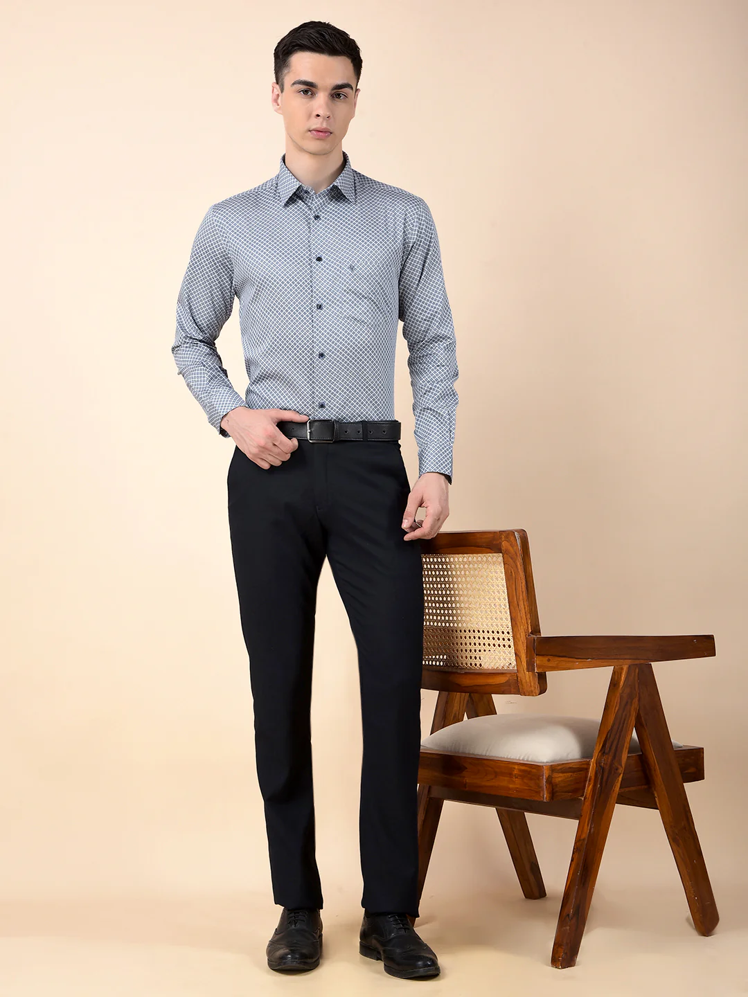 Formal Shirt for Men | Breathable & Soft with Color Fastness Slim Cotton Fabric Printed Pattern - Image 10
