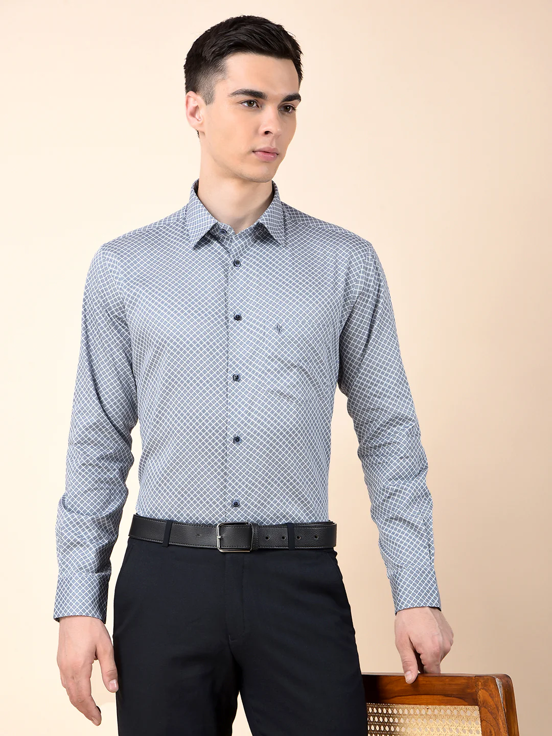 Formal Shirt for Men | Breathable & Soft with Color Fastness Slim Cotton Fabric Printed Pattern - Image 8