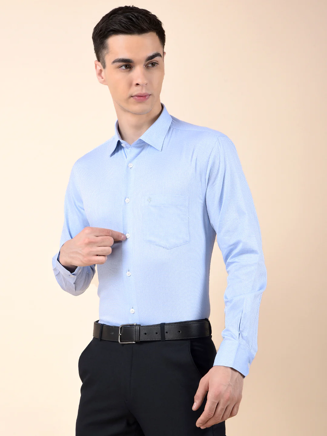 Formal Shirt for Men | Breathable & Soft with Color Fastness Slim Cotton Fabric Self Design Pattern - Image 5