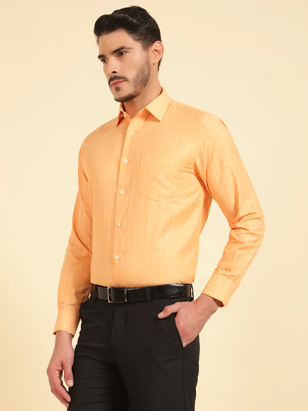 Formal Shirt for Men | Breathable & Soft with Color Fastness Slim Fit Cotton Blend Fabric Check Pattern - Image 2