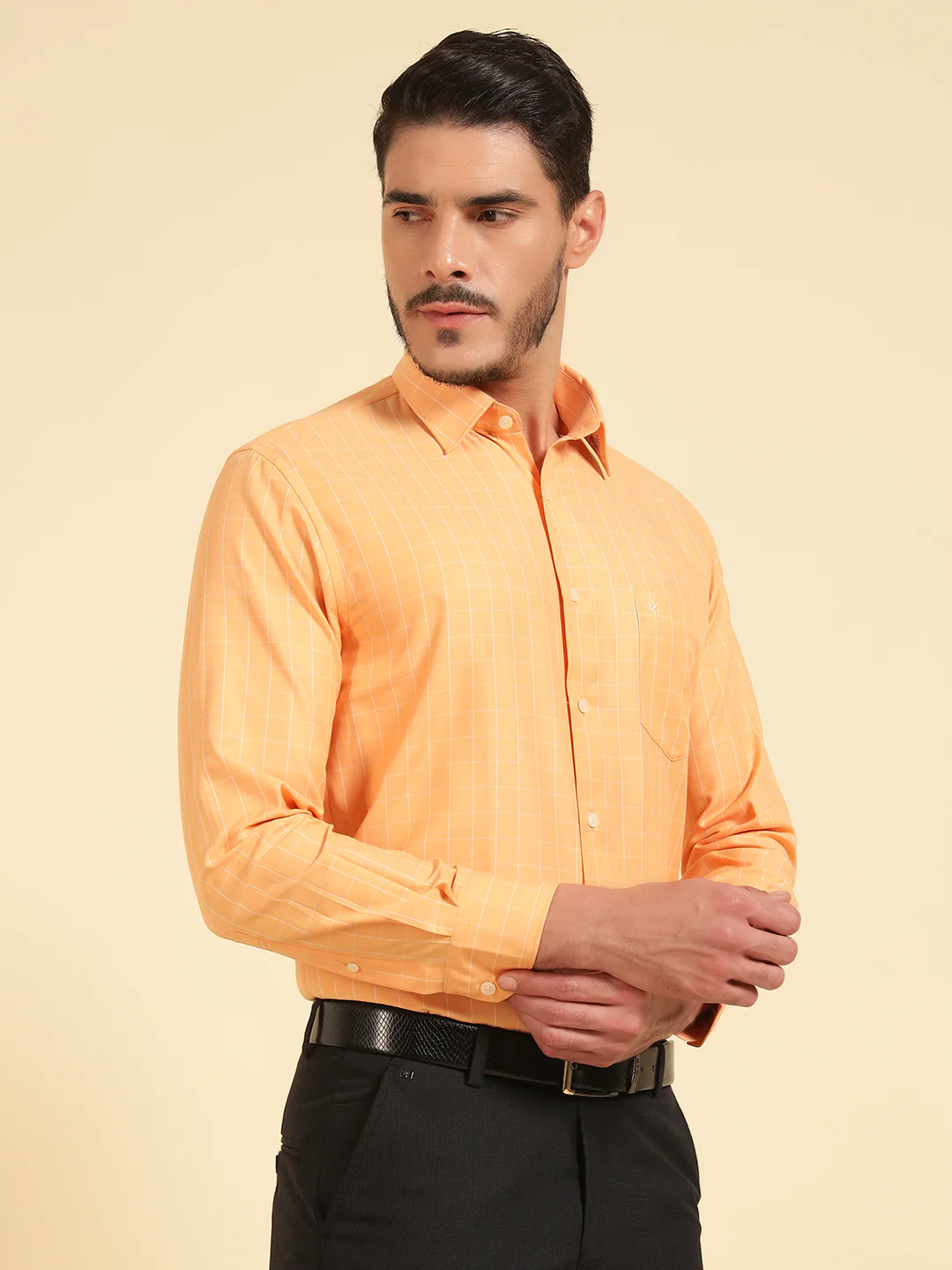 Formal Shirt for Men | Breathable & Soft with Color Fastness Slim Fit Cotton Blend Fabric Check Pattern - Image 3