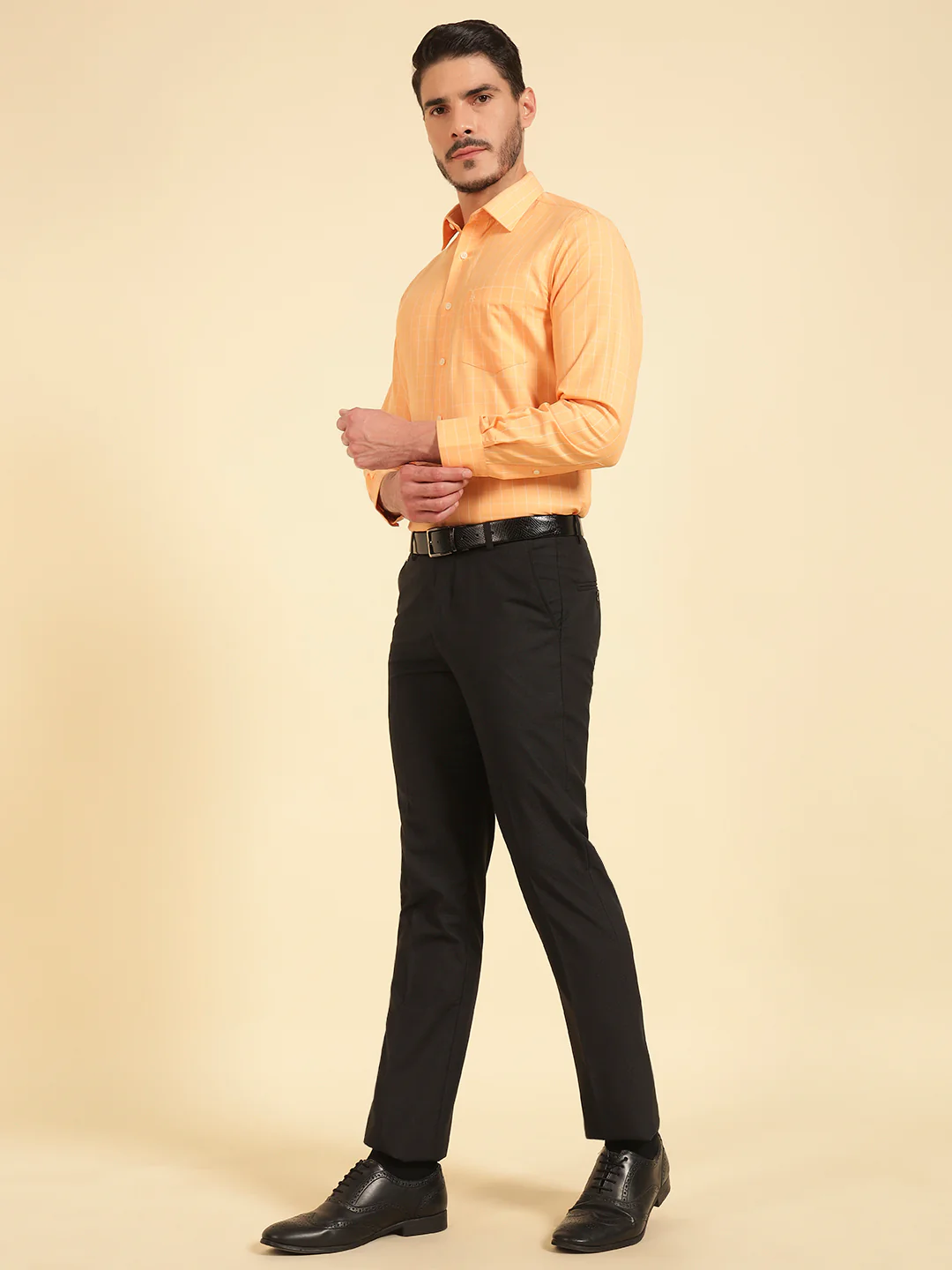 Formal Shirt for Men | Breathable & Soft with Color Fastness Slim Fit Cotton Blend Fabric Check Pattern - Image 4