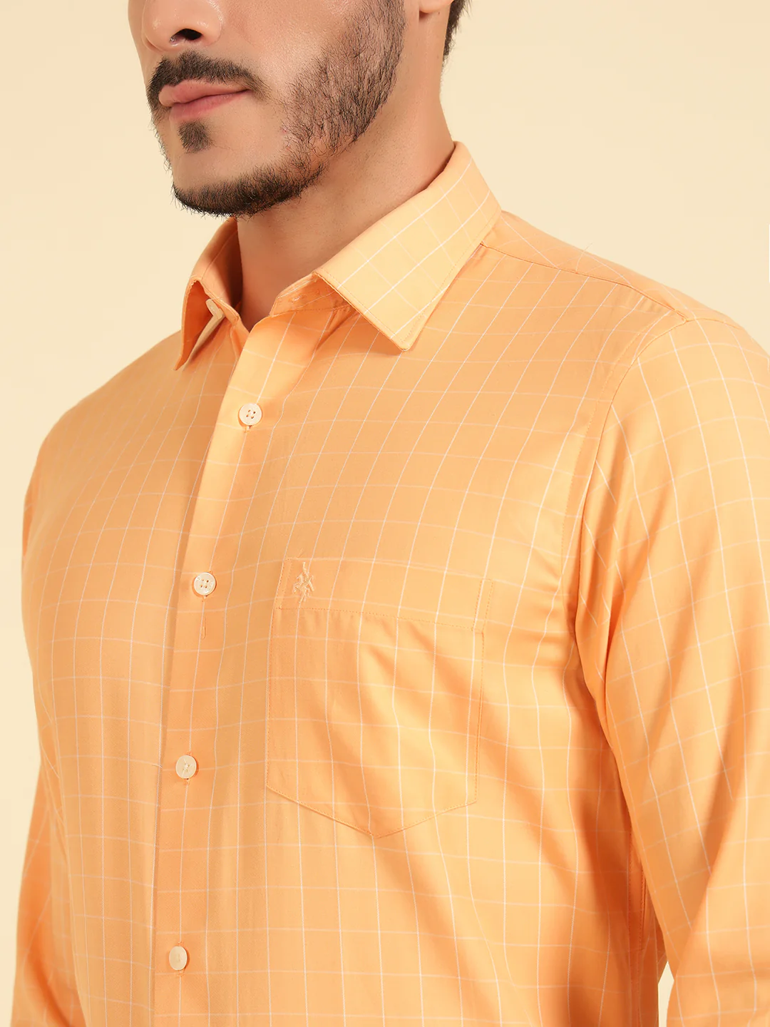 Formal Shirt for Men | Breathable & Soft with Color Fastness Slim Fit Cotton Blend Fabric Check Pattern - Image 7