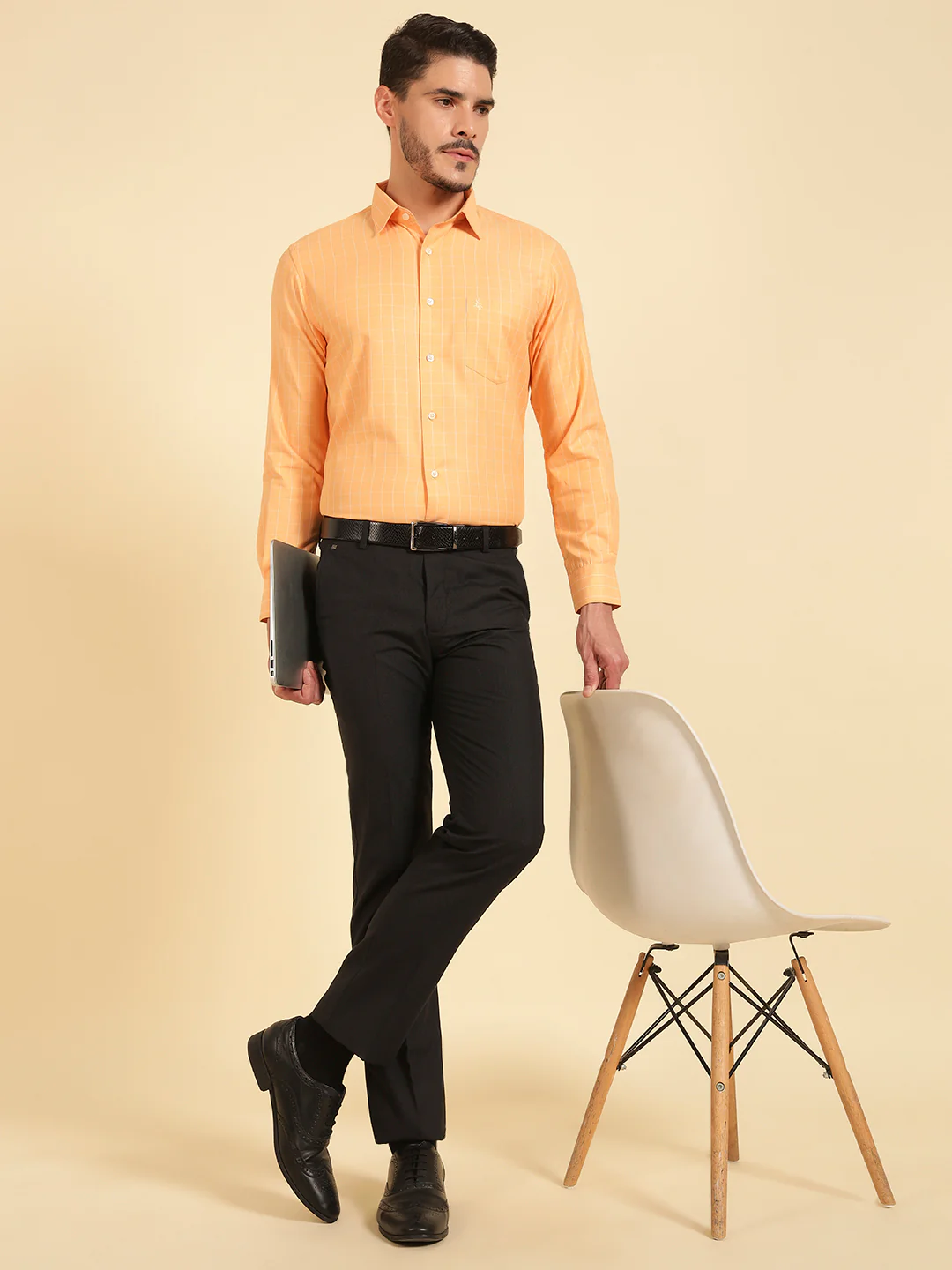 Formal Shirt for Men | Breathable & Soft with Color Fastness Slim Fit Cotton Blend Fabric Check Pattern - Image 8