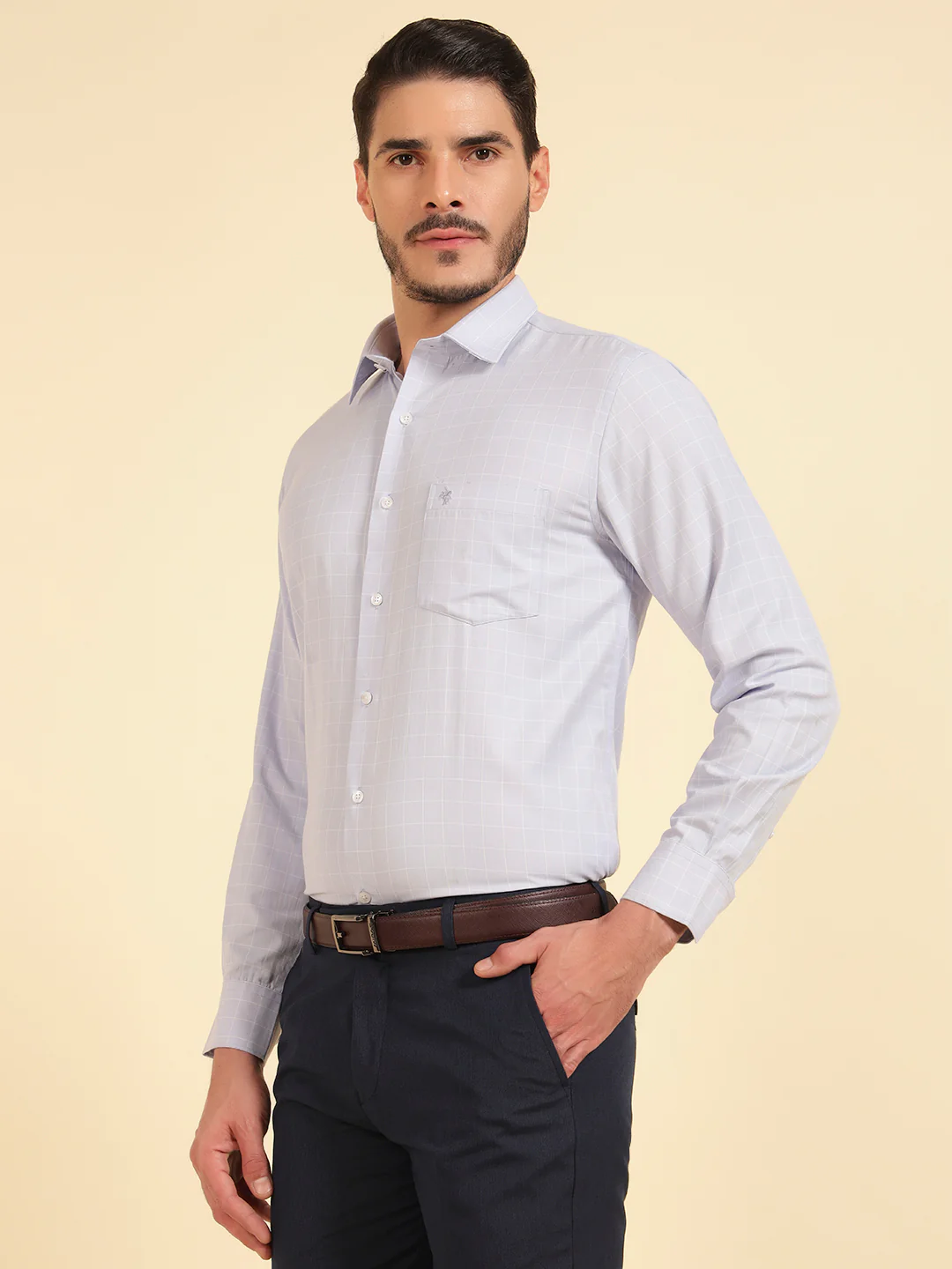 Formal Shirt for Men | Breathable & Soft with Color Fastness Slim Fit Cotton Blend Fabric Check Pattern - Image 2