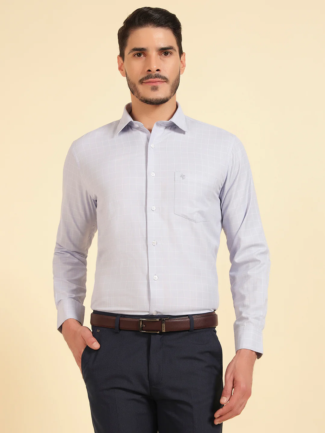 Formal Shirt for Men | Breathable & Soft with Color Fastness Slim Fit Cotton Blend Fabric Check Pattern - Image 5