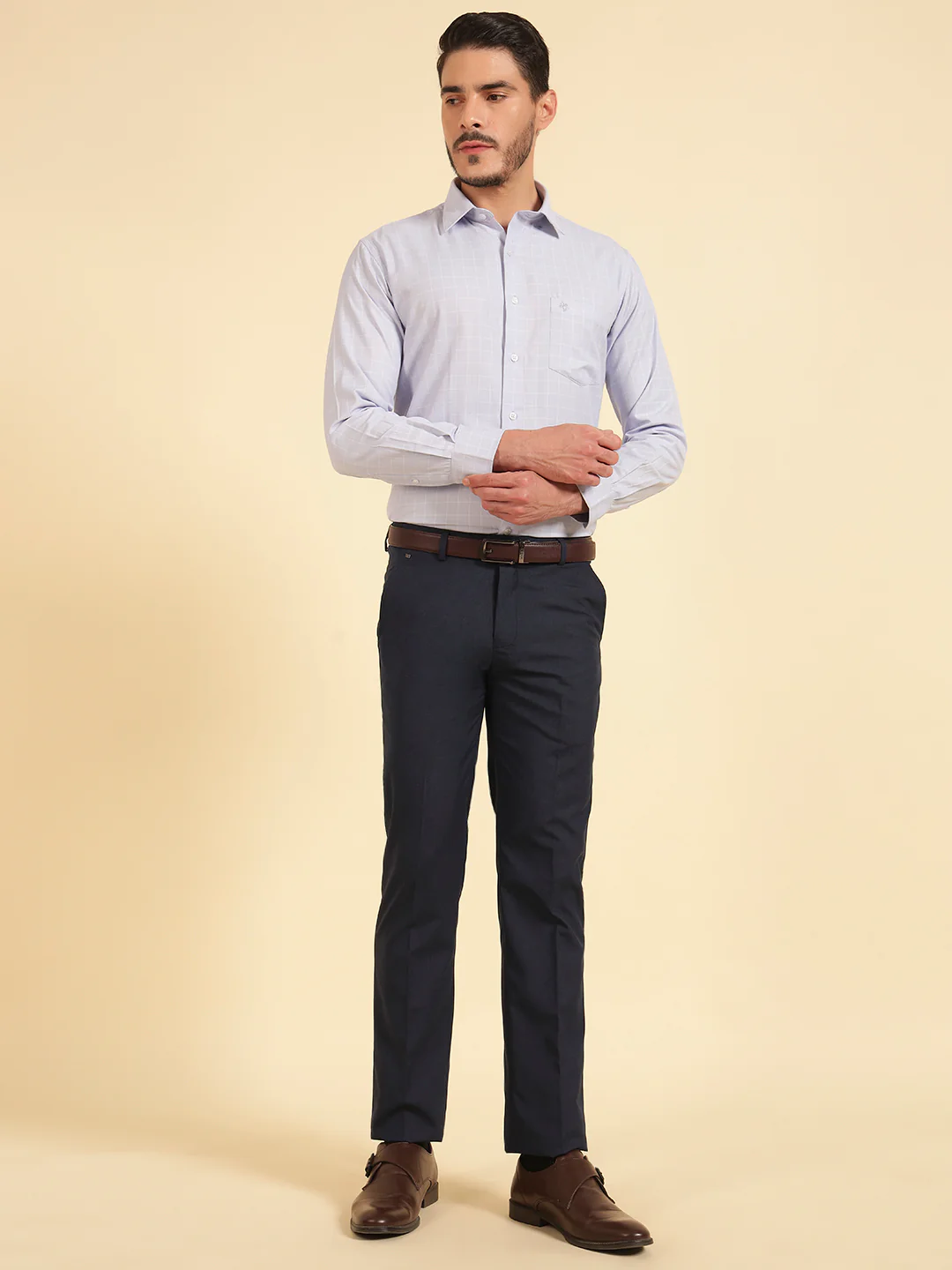 Formal Shirt for Men | Breathable & Soft with Color Fastness Slim Fit Cotton Blend Fabric Check Pattern - Image 6