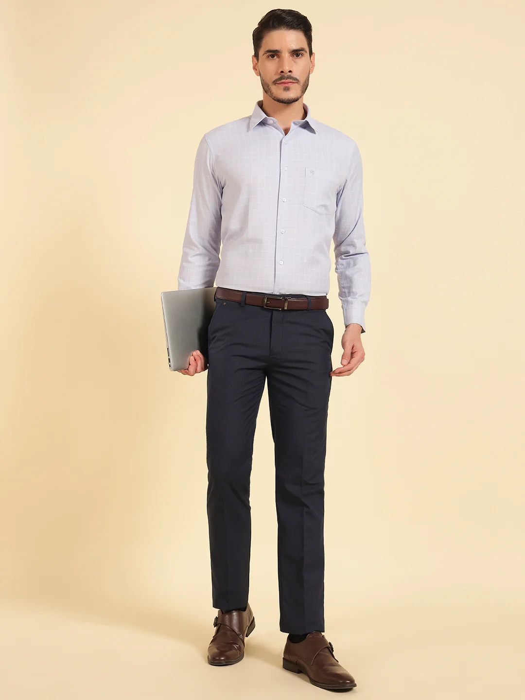 Formal Shirt for Men | Breathable & Soft with Color Fastness Slim Fit Cotton Blend Fabric Check Pattern - Image 9