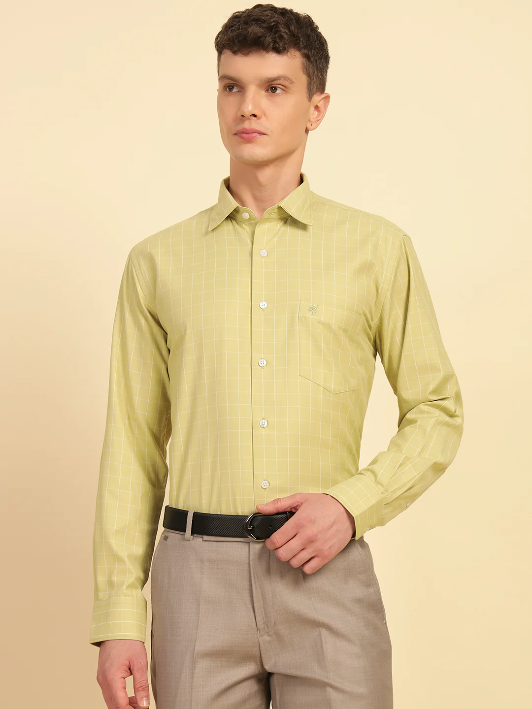 Formal Shirt for Men | Breathable & Soft with Color Fastness Slim Fit Cotton Blend Fabric Check Pattern - Image 3
