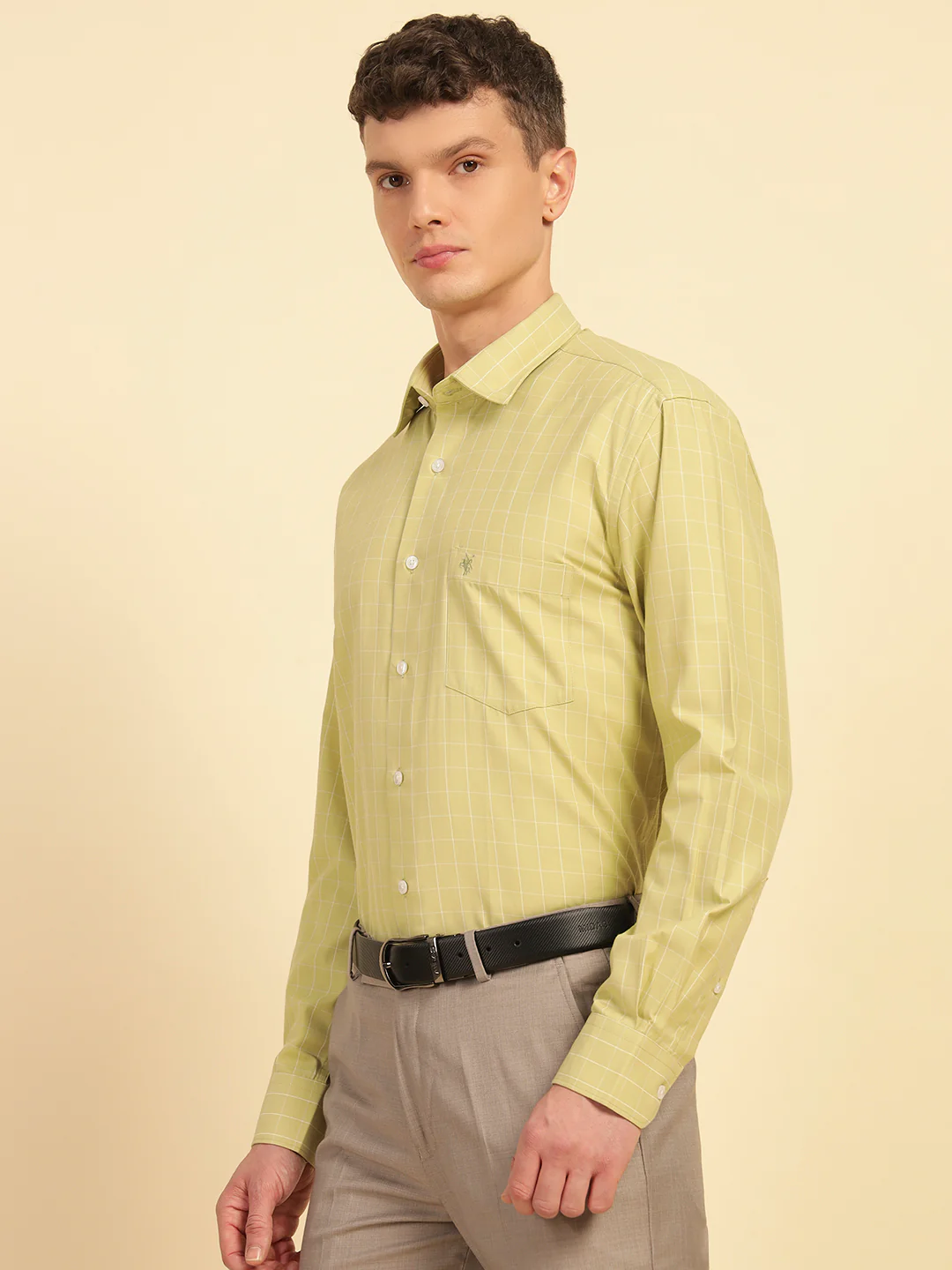 Formal Shirt for Men | Breathable & Soft with Color Fastness Slim Fit Cotton Blend Fabric Check Pattern - Image 4