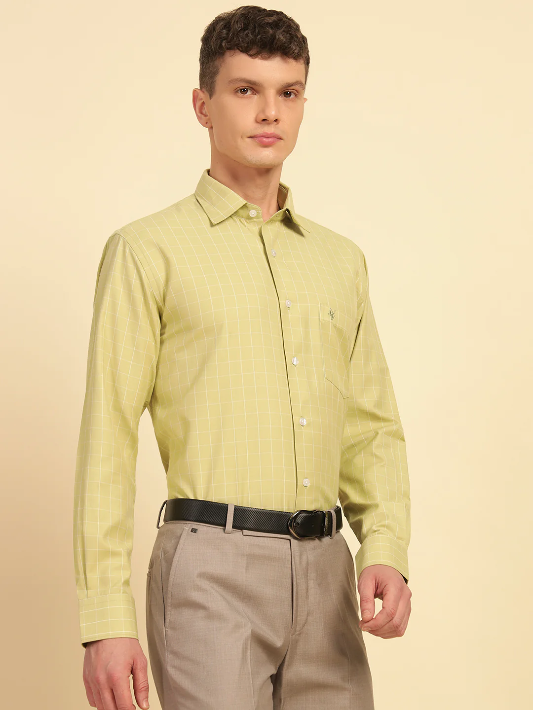 Formal Shirt for Men | Breathable & Soft with Color Fastness Slim Fit Cotton Blend Fabric Check Pattern - Image 5